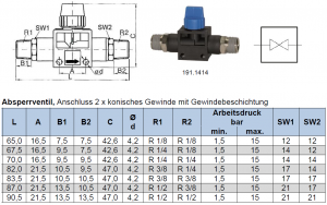 Absperrhähne mit 2x Außengewinde, Standard, IQS, alle Größen Steckverbindung, Steckverbinder, Verbinder, Leitungsverbinder
